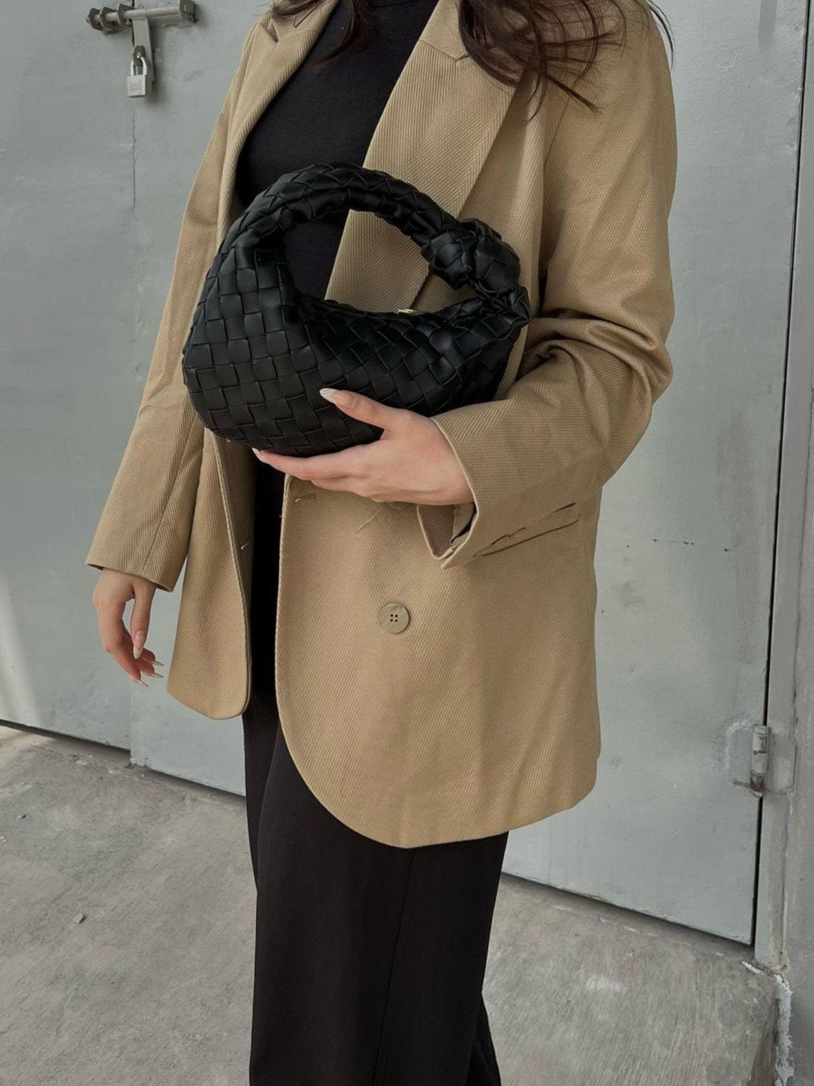 Détail du tressage du sac lune