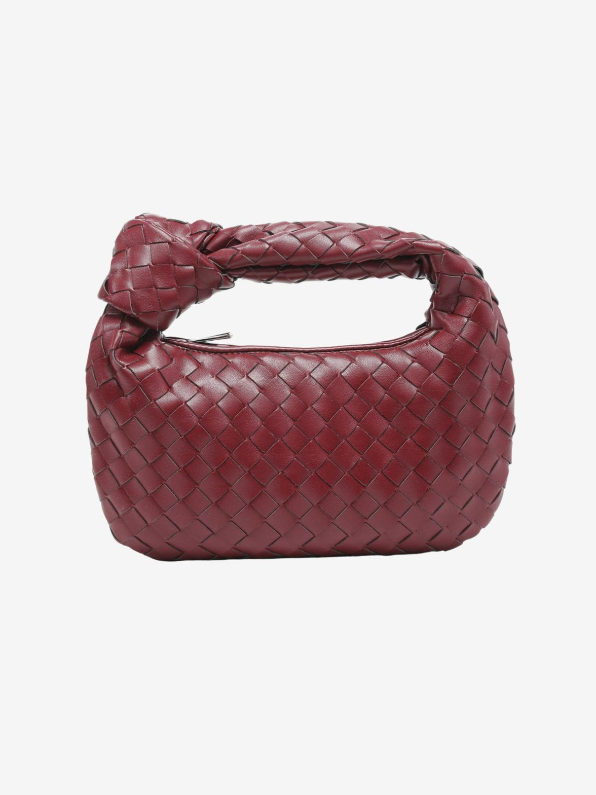 Mini sac rouge cerise tressé rose