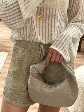 Mini sac tressé porté main cristal