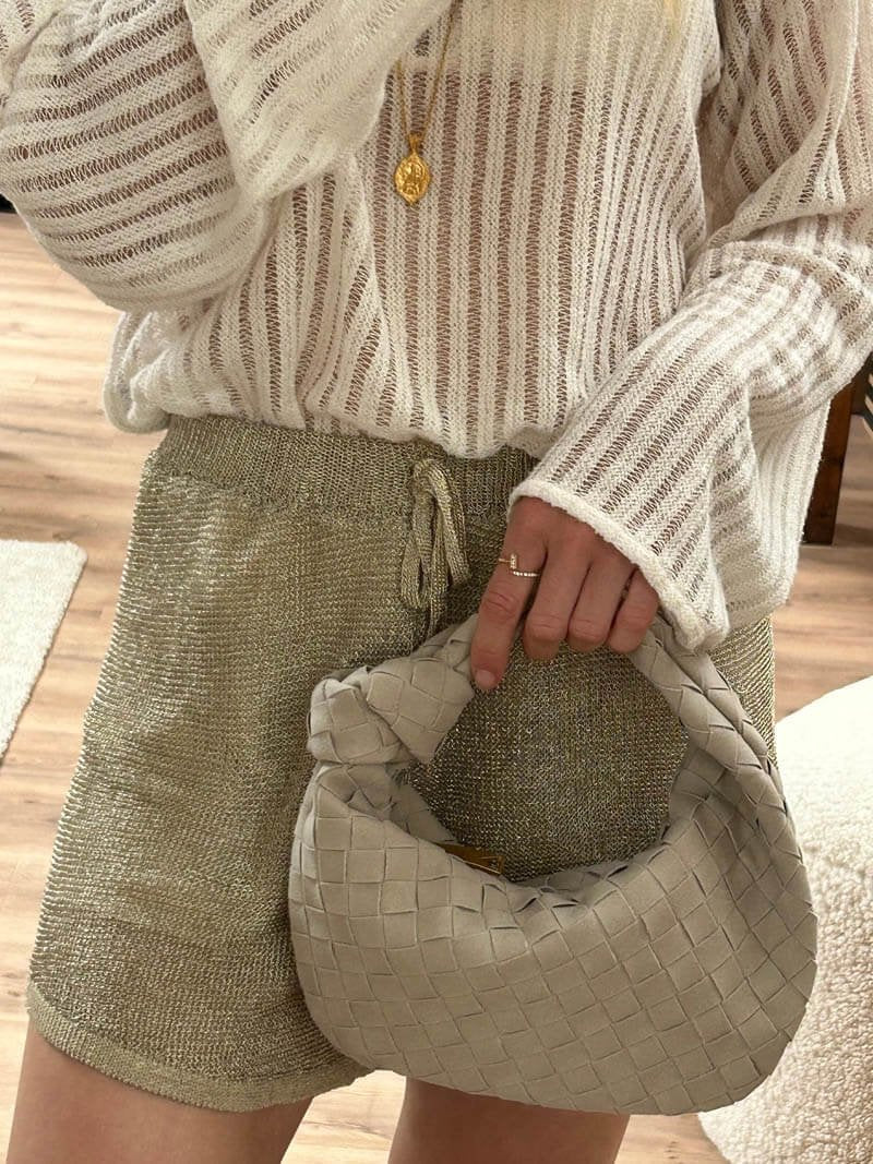 Mini sac tressé porté main cristal