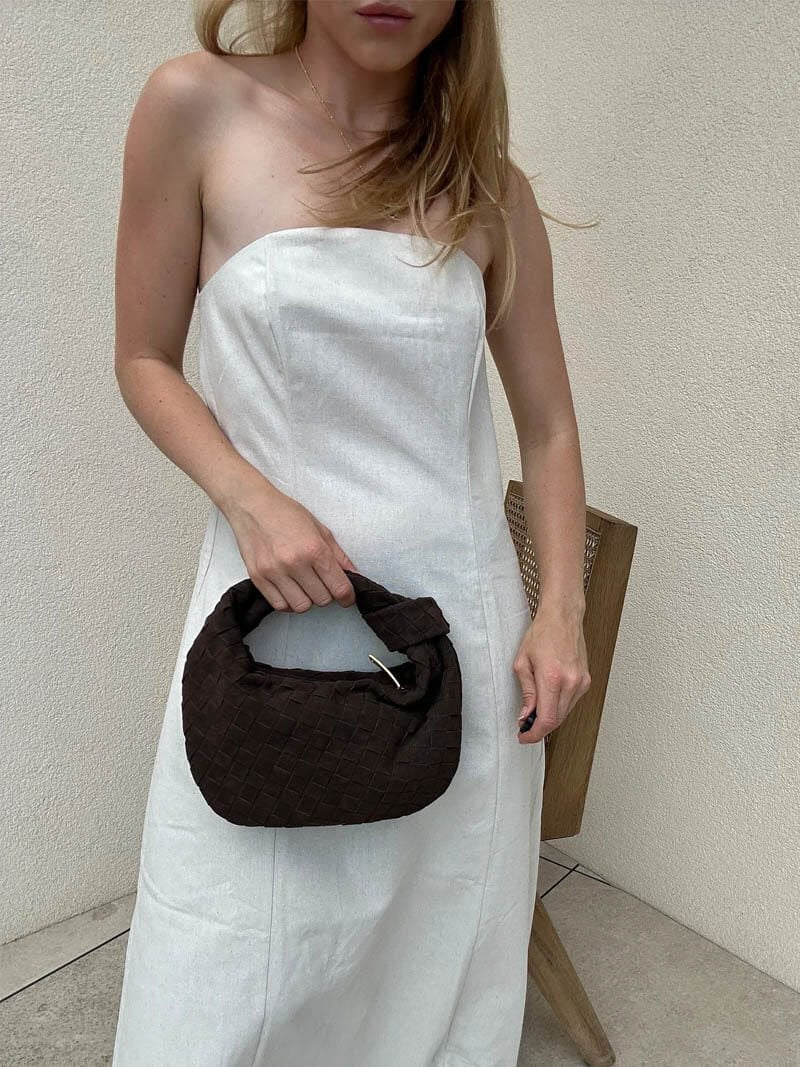 Mini sac tressé vue d'ensemble plume