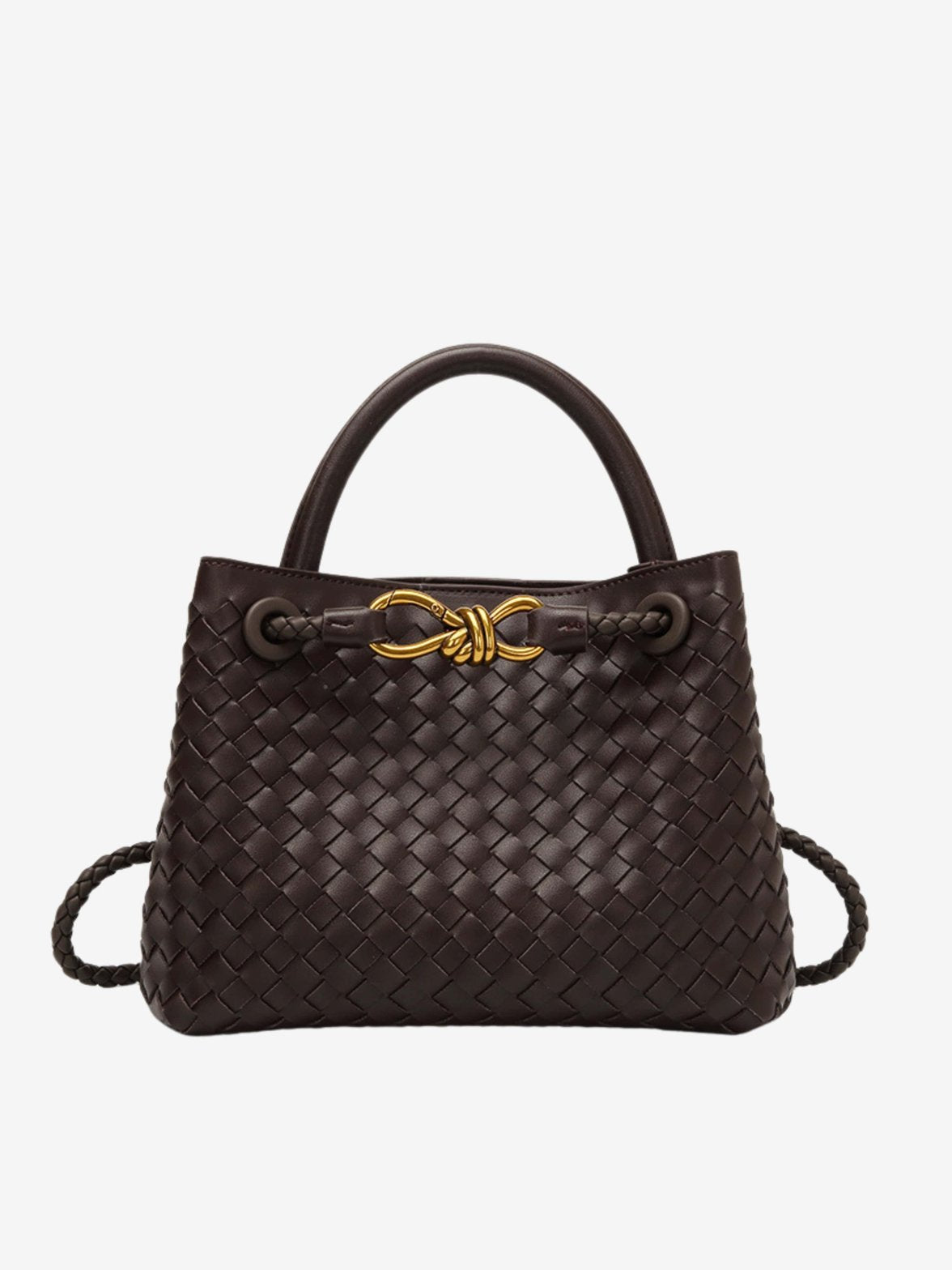 Mini sac tressé marron élégant frais