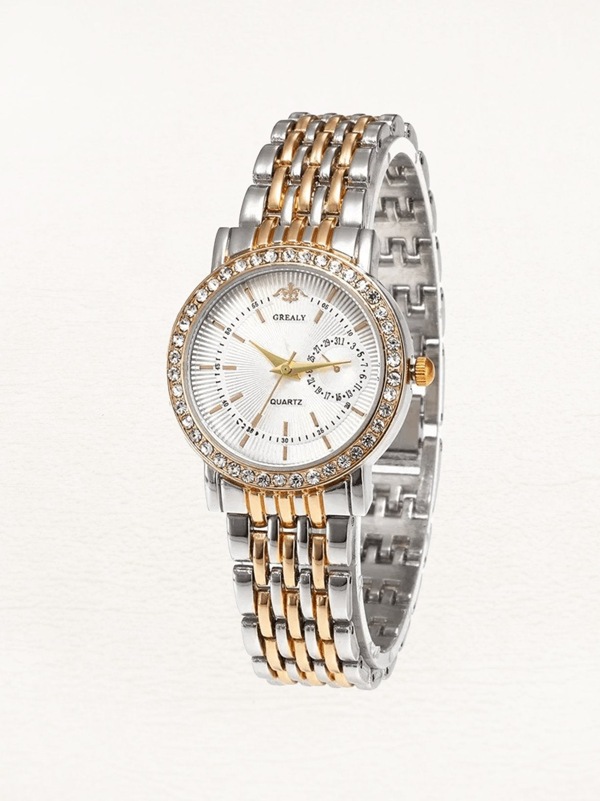 Montre élégante Benthe bicolore avec cristaux de zircon étincelle