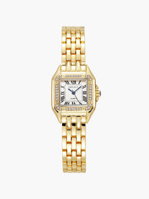 Montre carrée bracelet doré rubis
