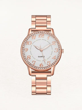 Montre Eva or rose avec zirconias étincelants papillon