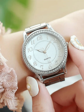 Montre femme luxe bracelet métallique éclat