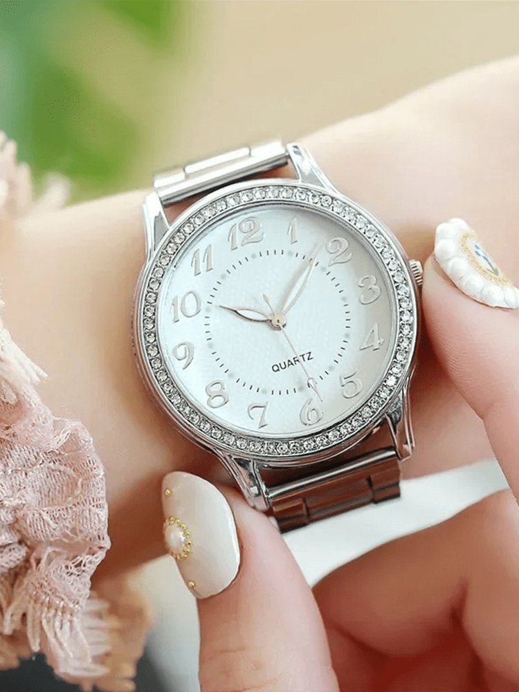 Montre femme luxe bracelet métallique éclat