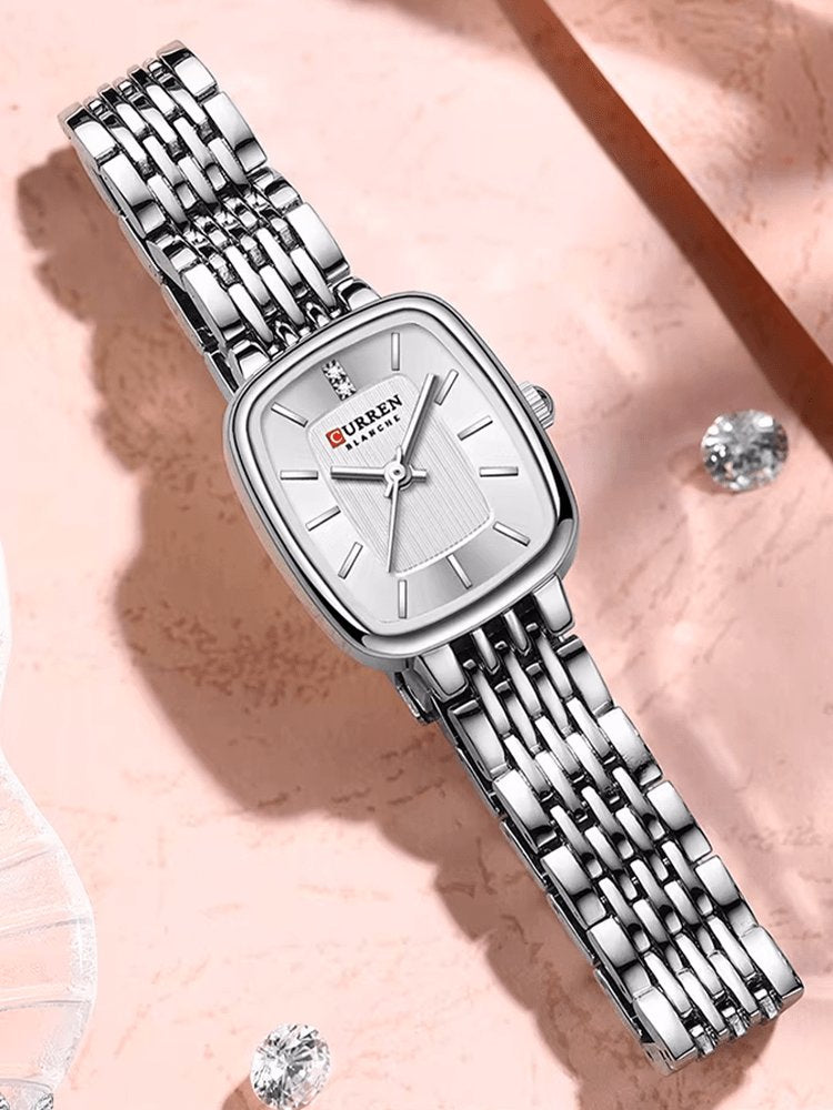 Montre rectangle argent femme design brillant