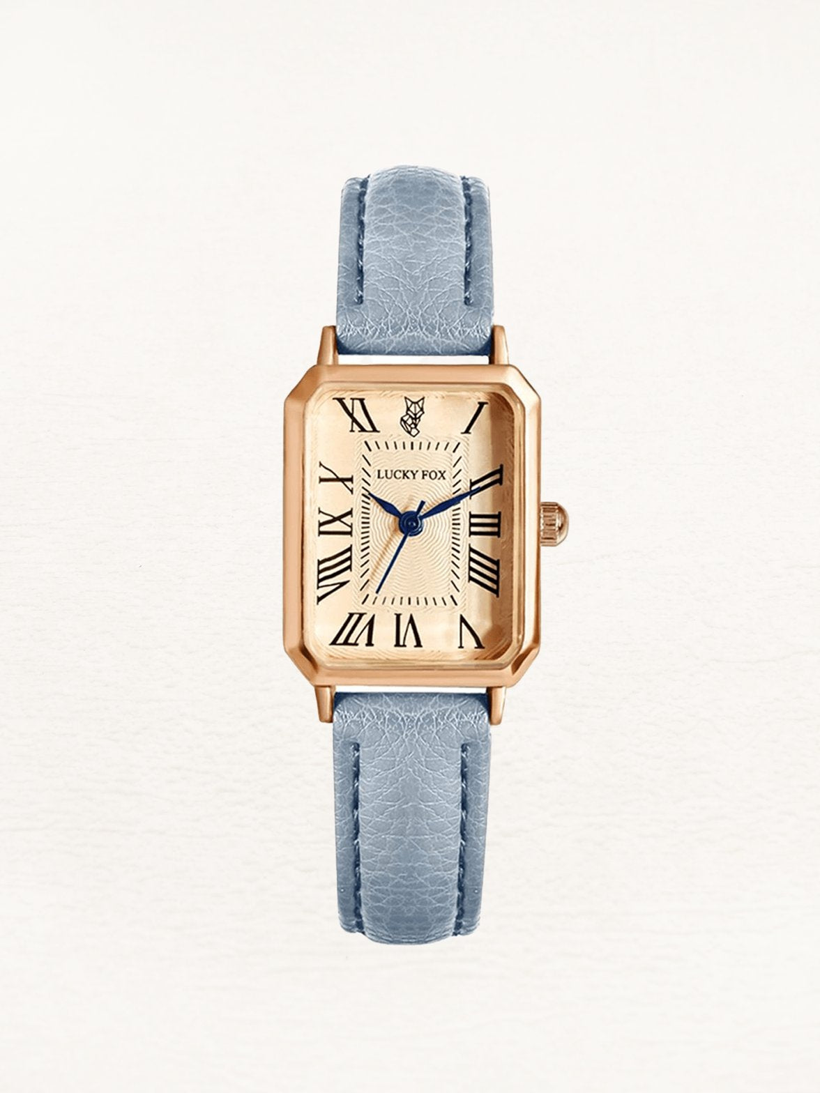 Montre carrée or avec bracelet bleu ciel étoile