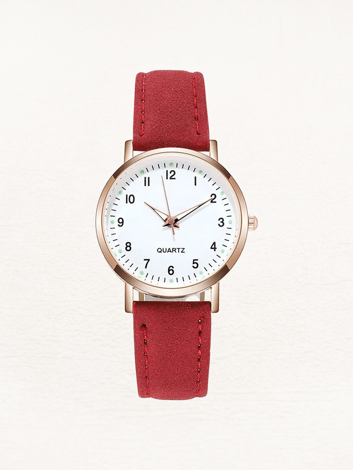Montre élégante Valeria or rose avec bracelet rouge velours