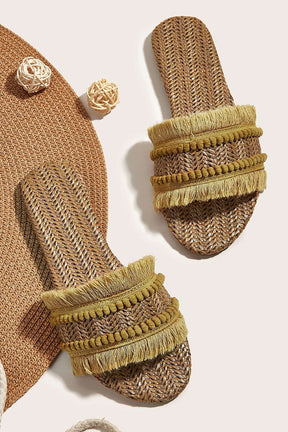 Mules Bohèmes à Franges Tressées