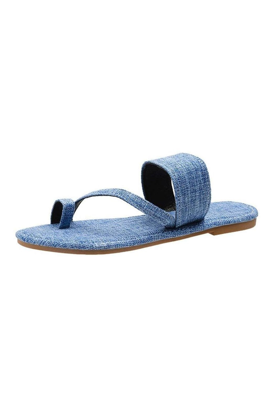 Mule en denim bleu vue latérale cascade