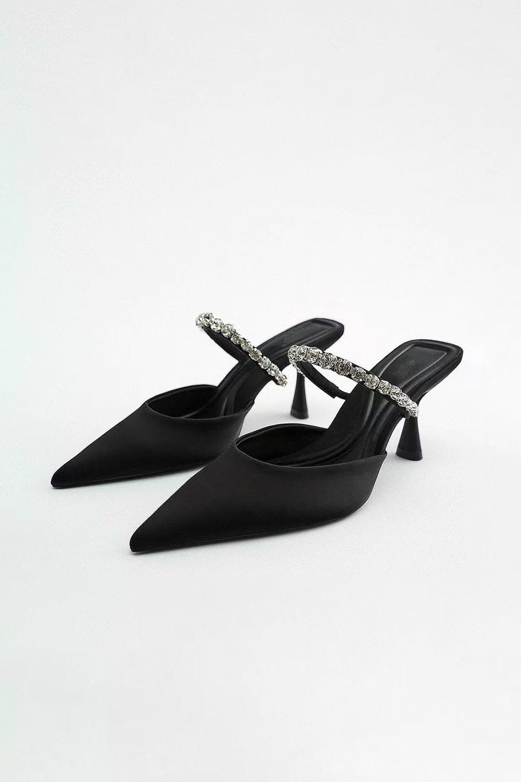 Mules noires élégantes avec bride strass brillante - Éclat