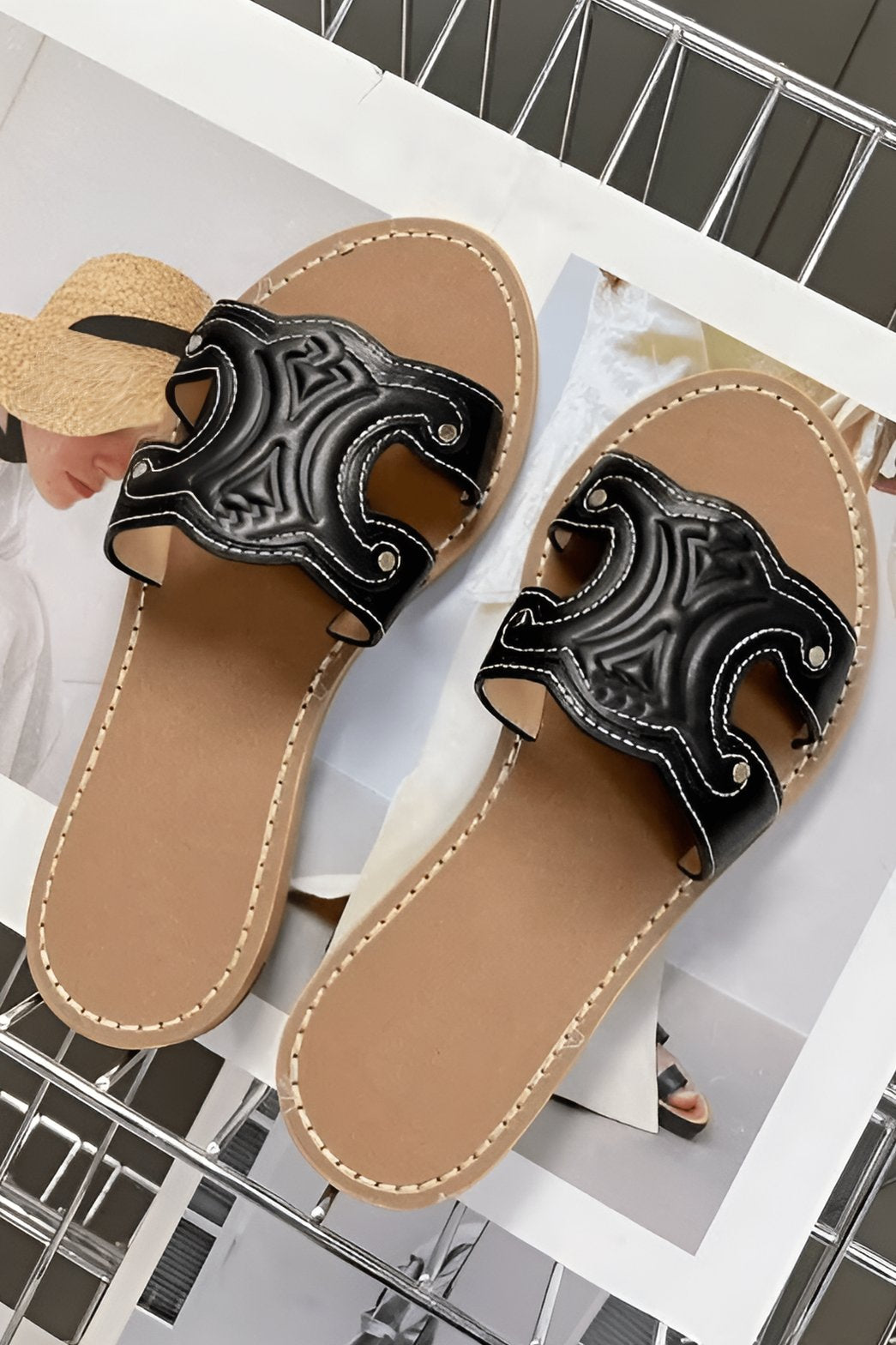 Mules noires design rétro - Soleil