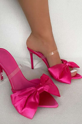 Mules roses à nœud papillon élégant magique