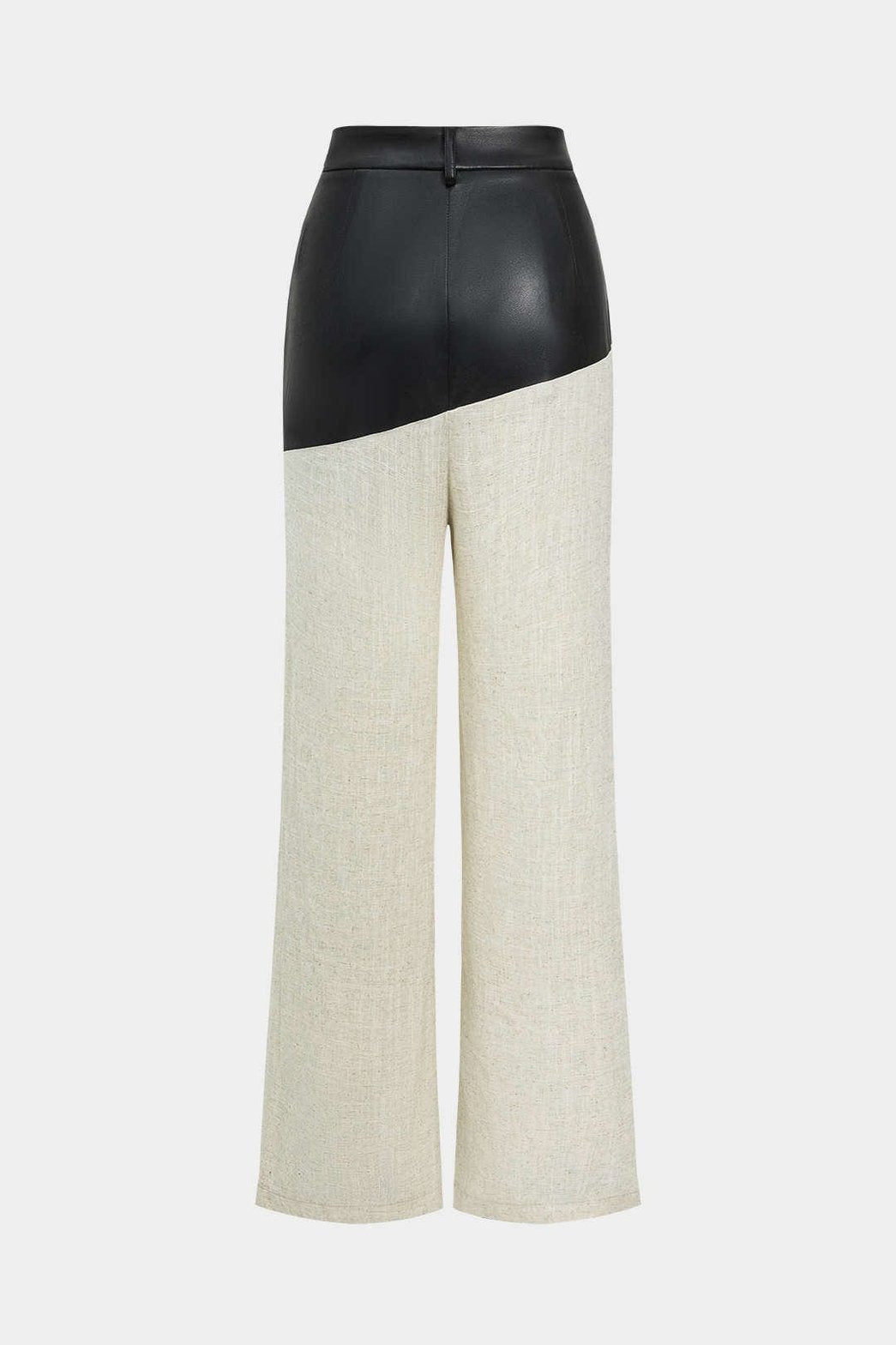 Pantalon large en lin et cuir lune