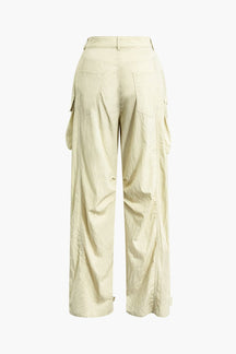 Pantalon cargo beige vue de profil nuage