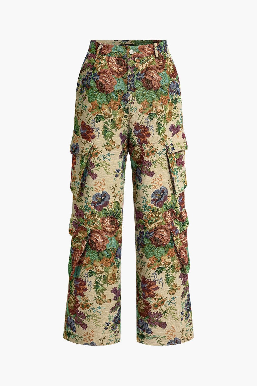 Pantalon cargo à motif floral vintage soleil