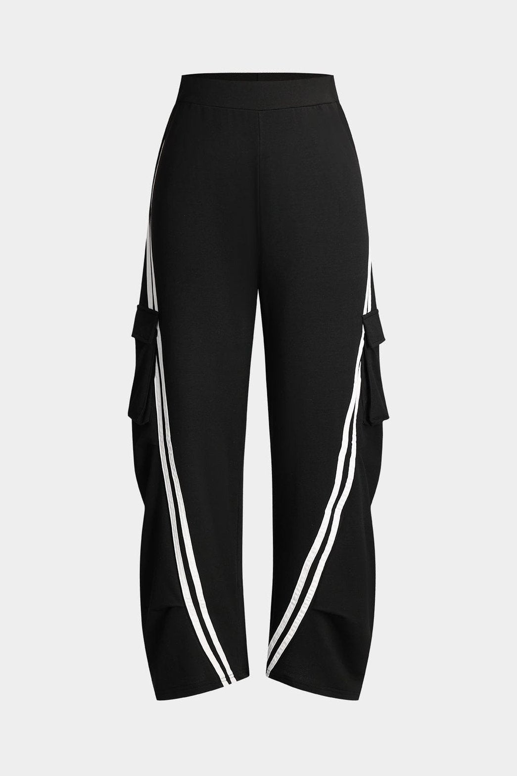 Pantalon cargo noir avec bandes latérales élégantes soleil