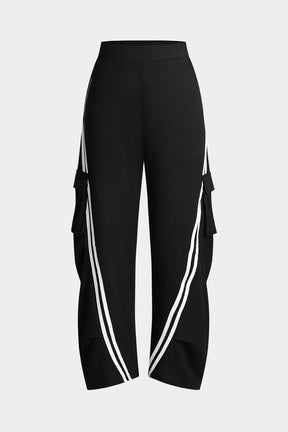 Pantalon cargo noir avec bandes latérales élégantes soleil