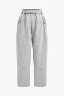 Pantalon gris confort coupe large brise