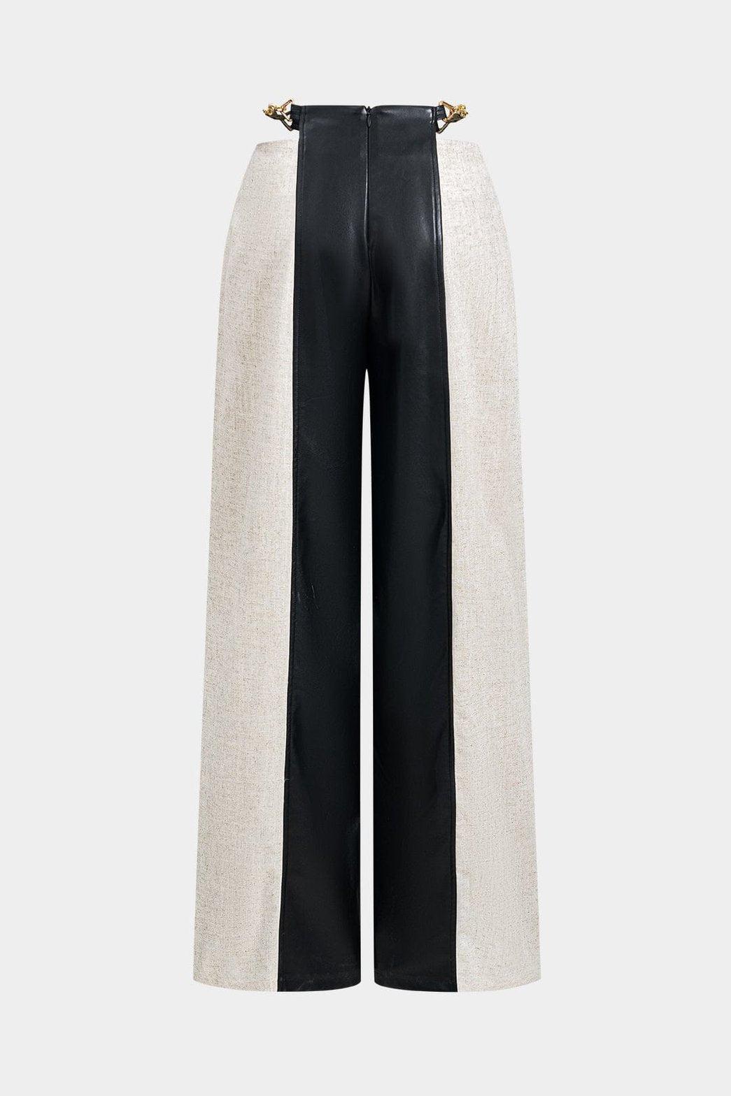 Pantalon large deux tons cuir synthétique étoile