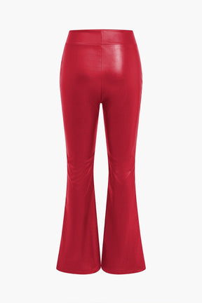 Pantalon simili cuir marron vue détail lune