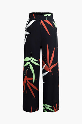 Pantalon Élégant Motif Bambou