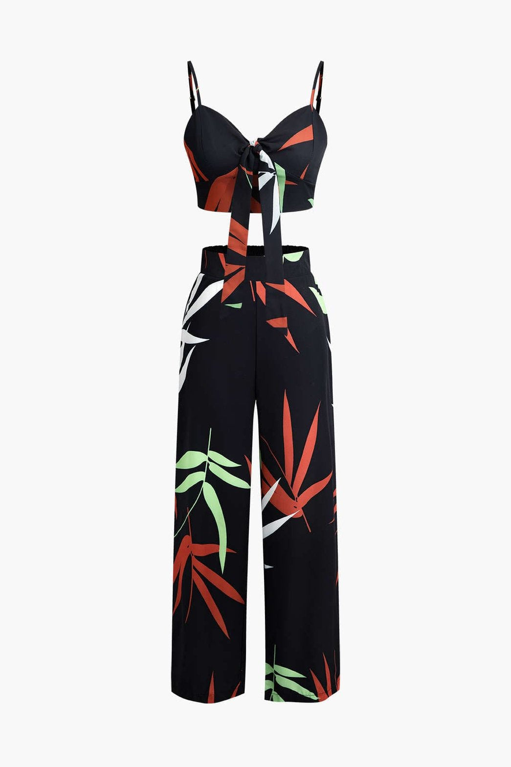 Pantalon Élégant Motif Bambou