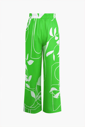 Pantalon Élégant Motif Bambou