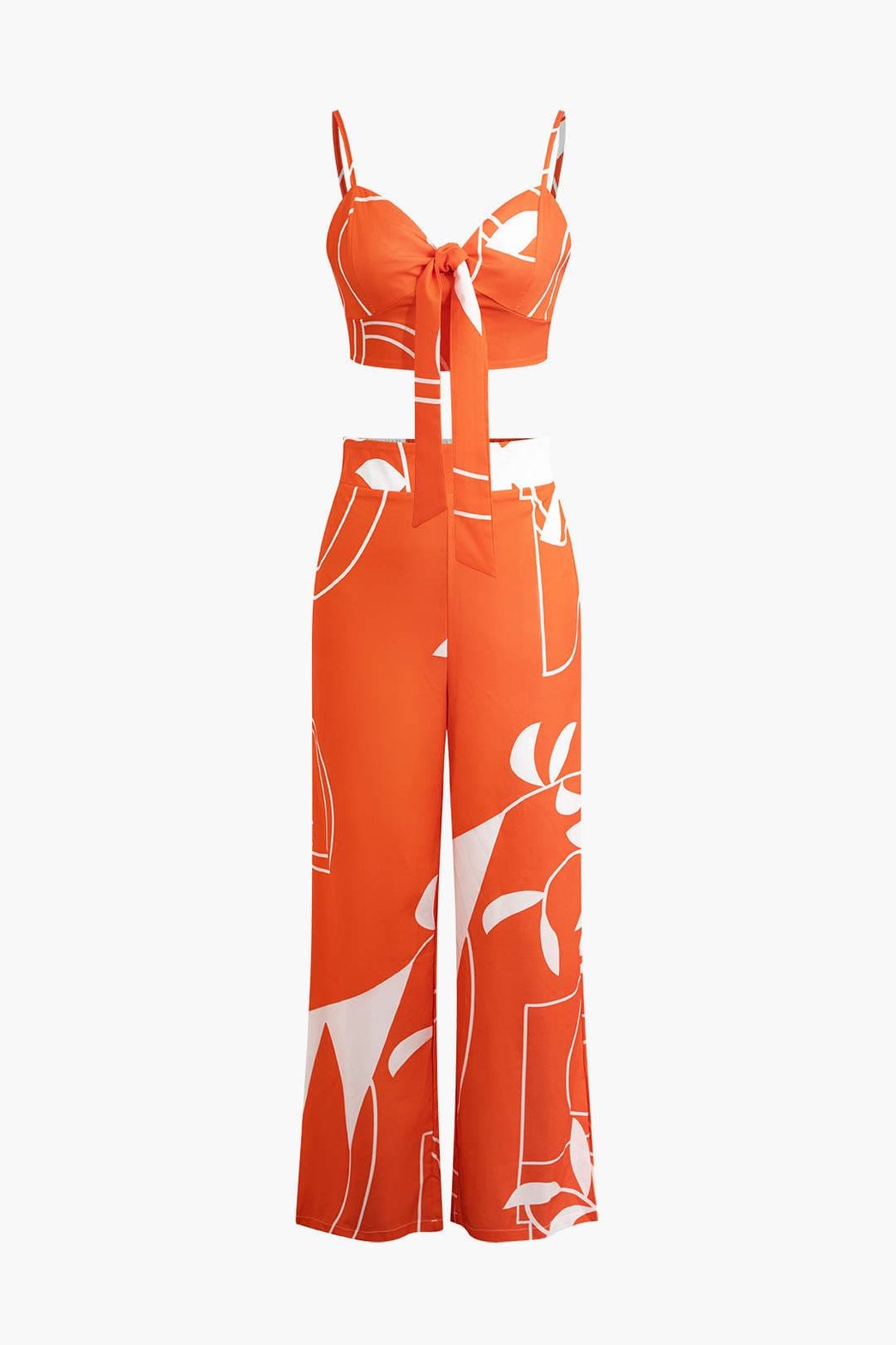 Pantalon Élégant Motif Bambou