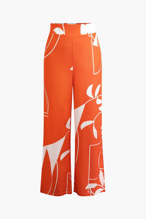 Pantalon Élégant Motif Bambou