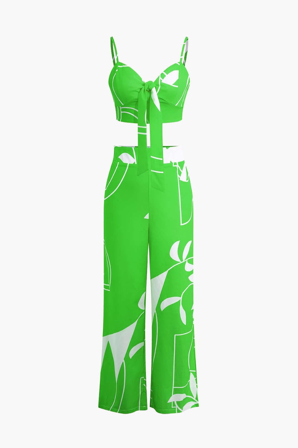 Pantalon Élégant Motif Bambou