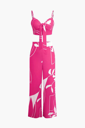 Pantalon Élégant Motif Bambou