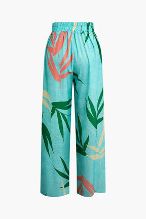 Pantalon Élégant Motif Bambou