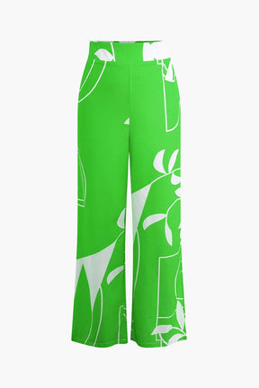 Pantalon Élégant Motif Bambou