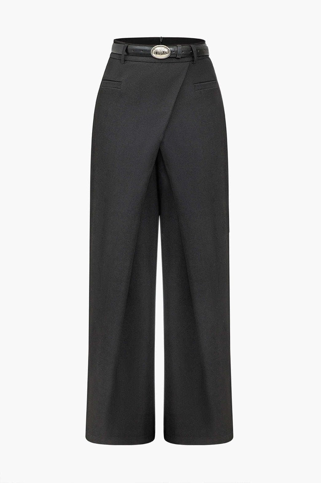 Pantalon large asymétrique noir élégant harmonie