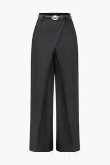 Pantalon large asymétrique noir élégant harmonie