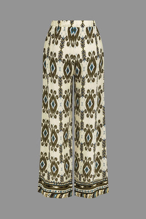 Pantalon large motif tribal écru liberté