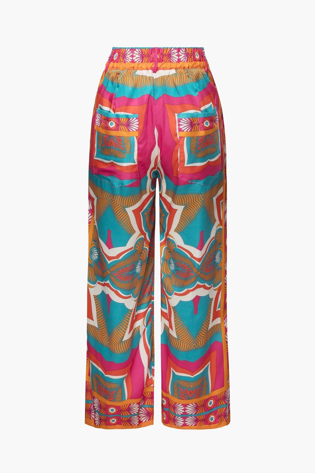 Pantalon large taille haute fleur
