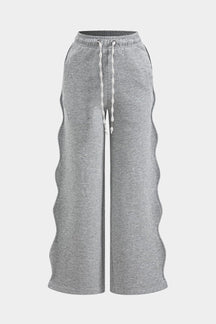 Pantalon large gris décontracté zen