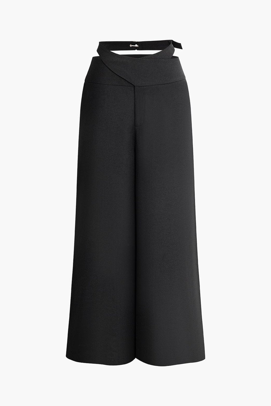 Pantalon large noir élégant avec boucle décorative soleil