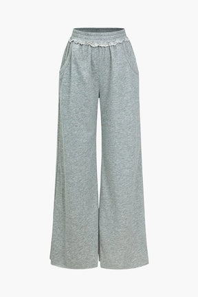 Pantalon large gris confortable soleil