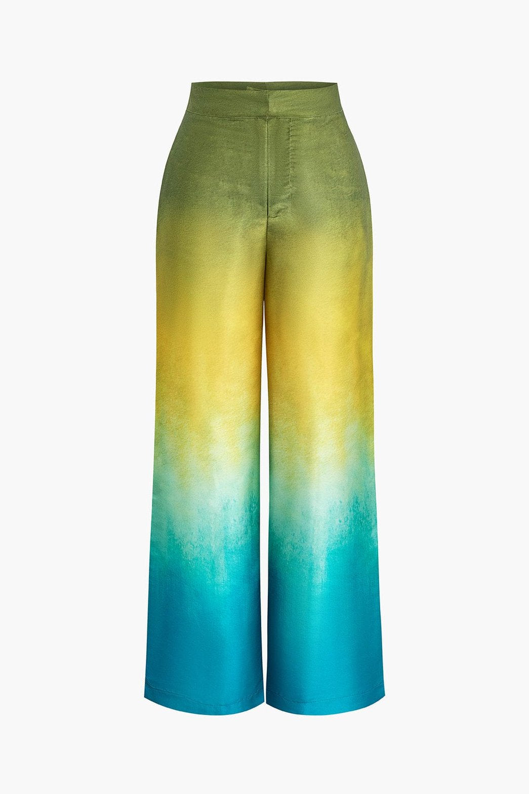 Pantalon large dégradé vert-turquoise soleil
