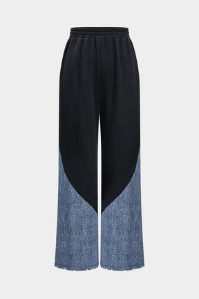 Pantalon denim patchwork vue avant soleil