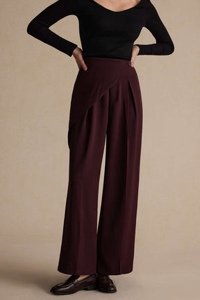 Pantalon large bordeaux vue ensemble - douceur