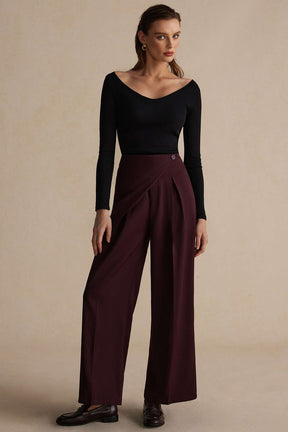 Pantalon élégant coupe ample détail - grâce
