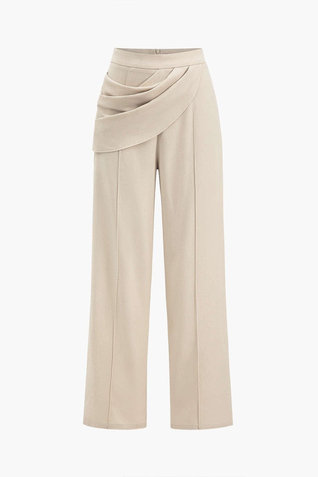 Pantalon drapé beige élégant lumière