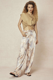 Pantalon marbre beige soleil