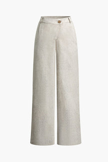 Pantalon large en lin beige soleil